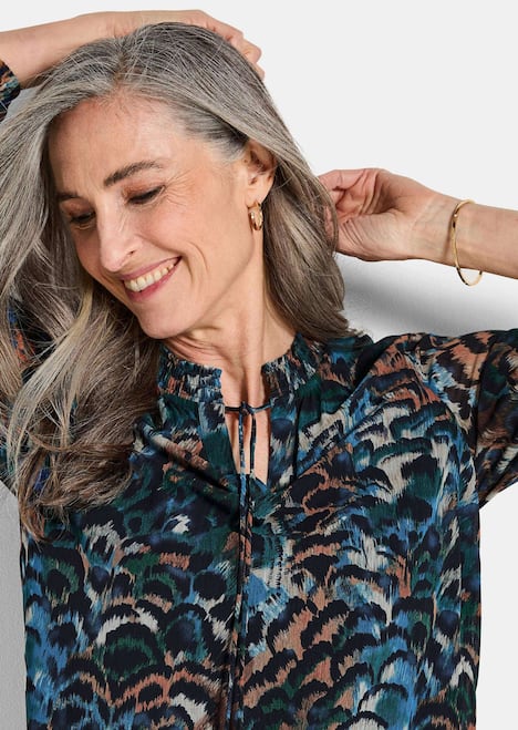 Leichte Jersey-Druckbluse, Langarm