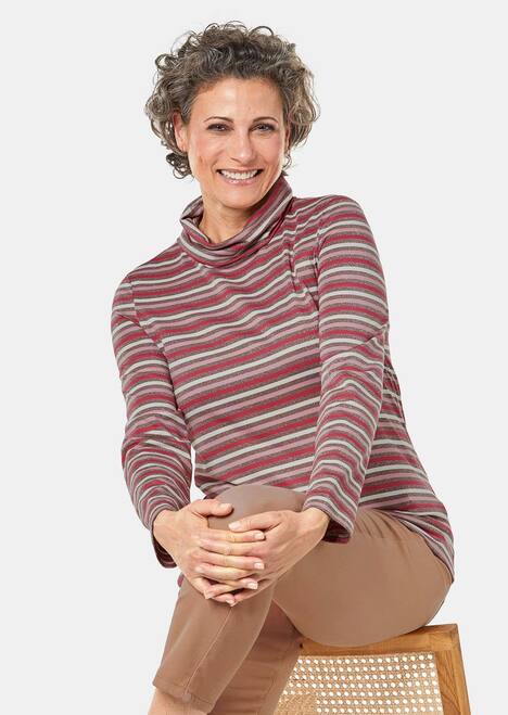 GOLDNER Colshirt Kriebelvrij gestreept shirt met zacht glansgaren