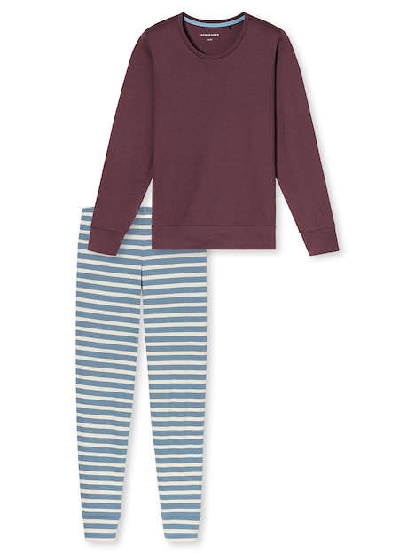 Schiesser Damen Schlafanzug Casual Essentials kakaobraun