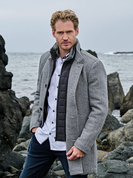 engbers Herren Mantel regular , Silbergrau