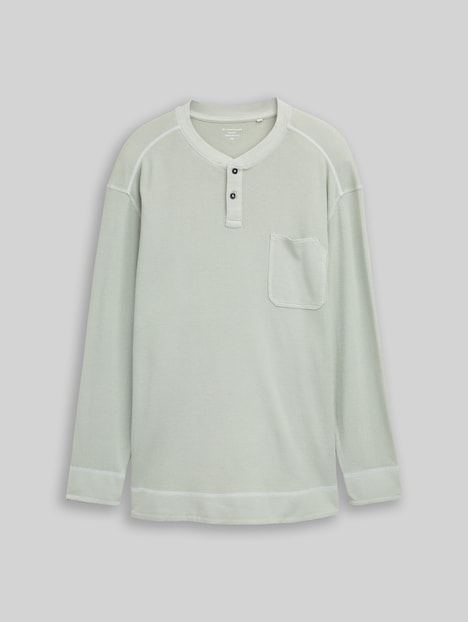 Henley Langarmshirt mit Waffelstruktur