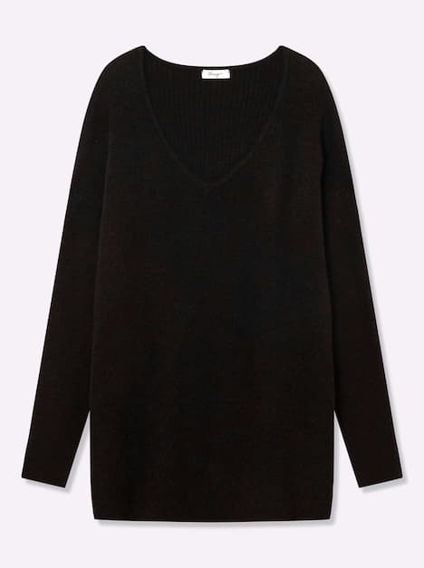 Pullover Langarm Rippoptik Uni Ohne Kragen