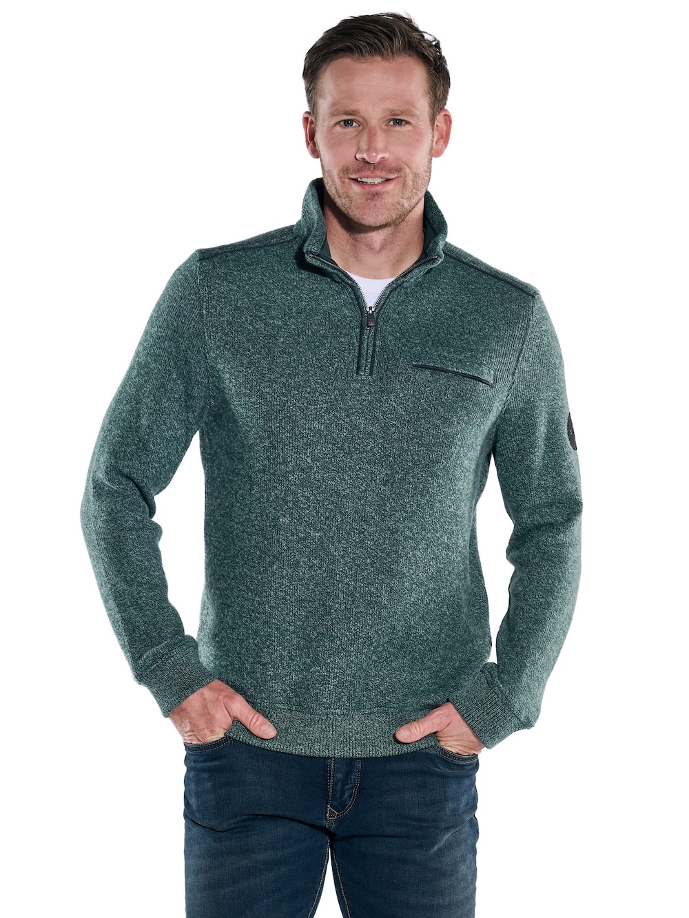 engbers Herren Sweatshirt mit Stehkragen , Gruen