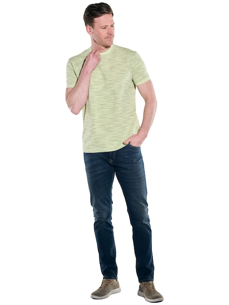 Herren T-Shirt gestreift , Hellgelb