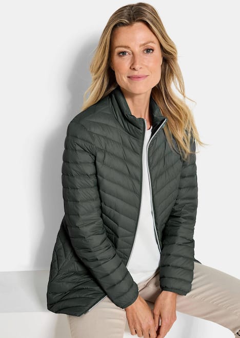 Herbstjacke mit Daunen, Stehkragen