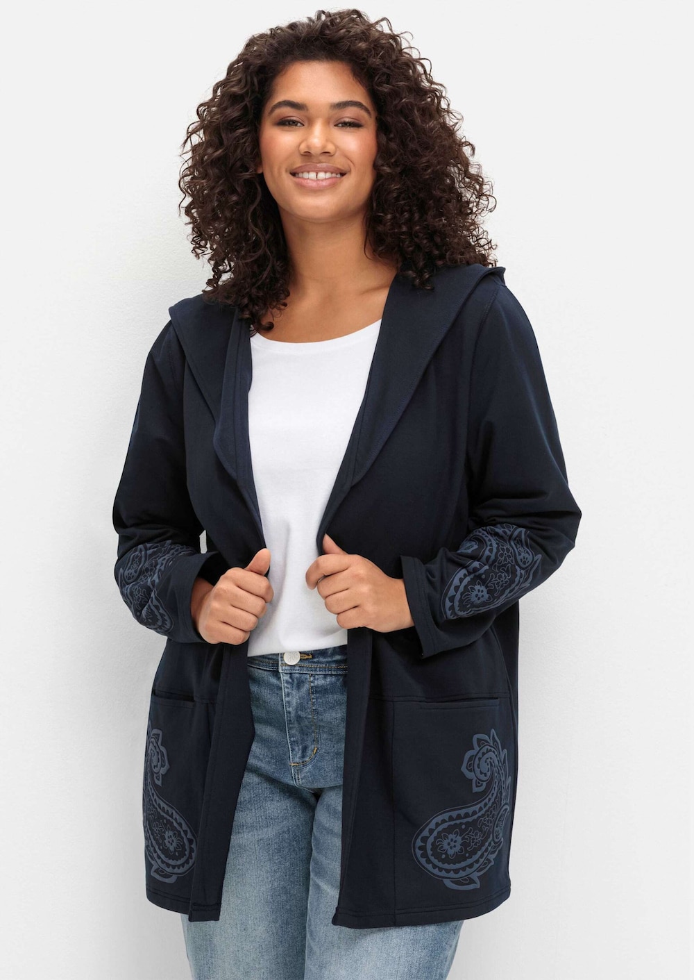 Sweatjacke Langarm Paisley Mit Kapuze