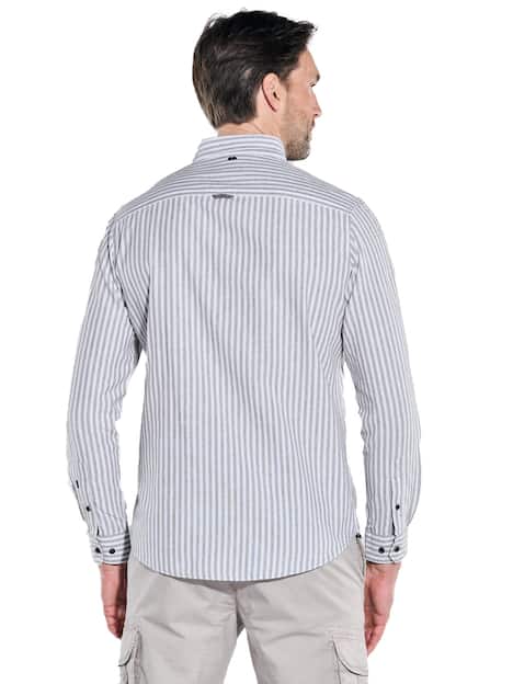 engbers Herren Langarm-Hemd gestreift , Oliv