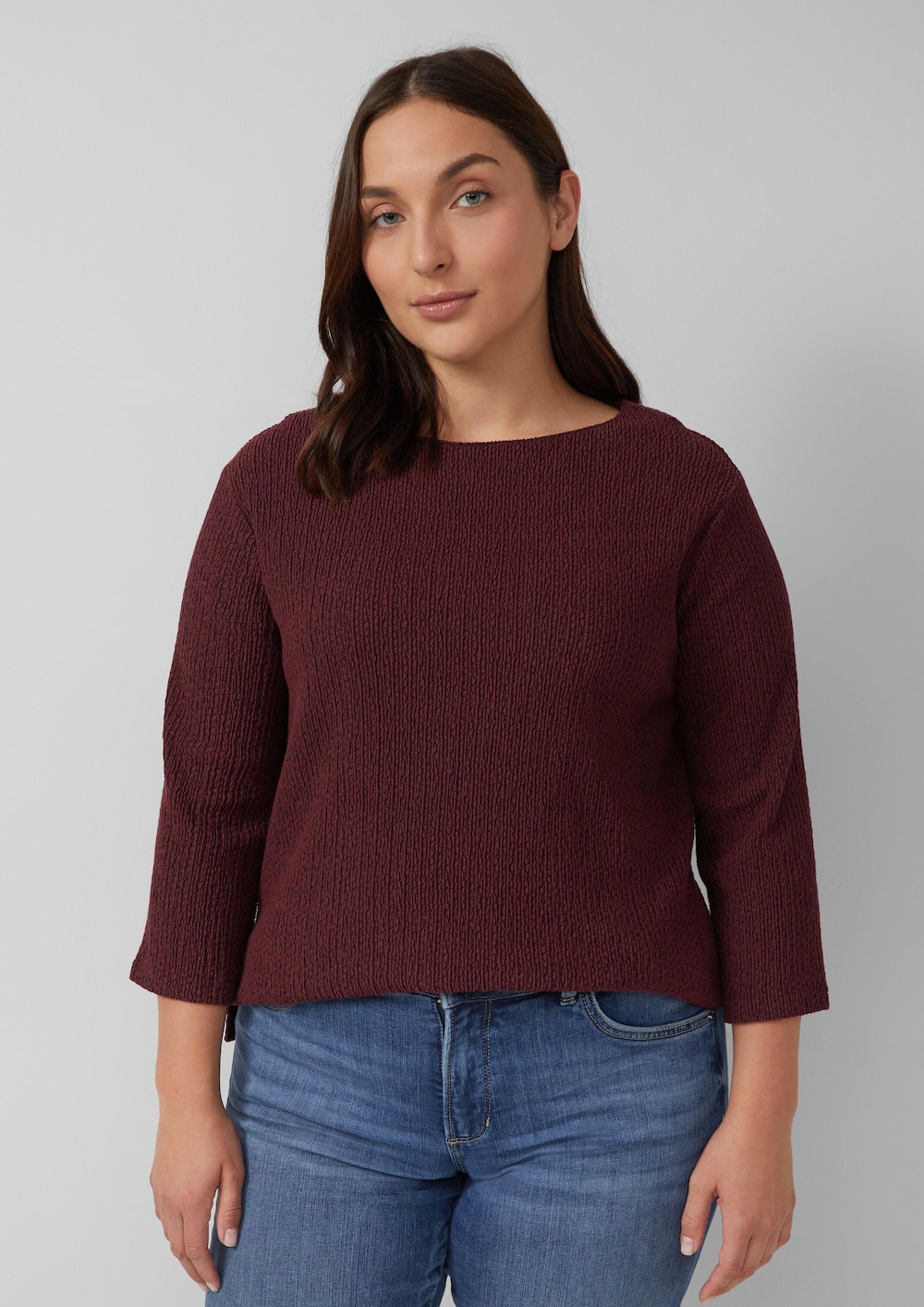 Verkürztes Struktur Shirt mit 3/4-Arm