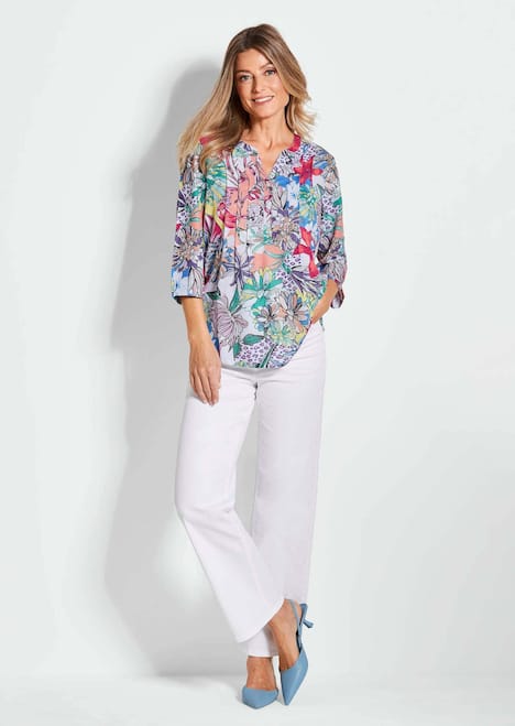GOLDNER Blouse Kleurrijk gedessineerde blouse met mooie details