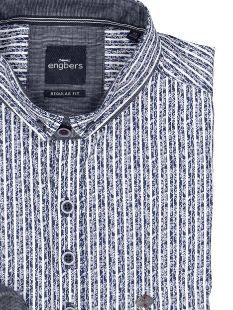 engbers Herren Langarm-Hemd gestreift , Marineblau