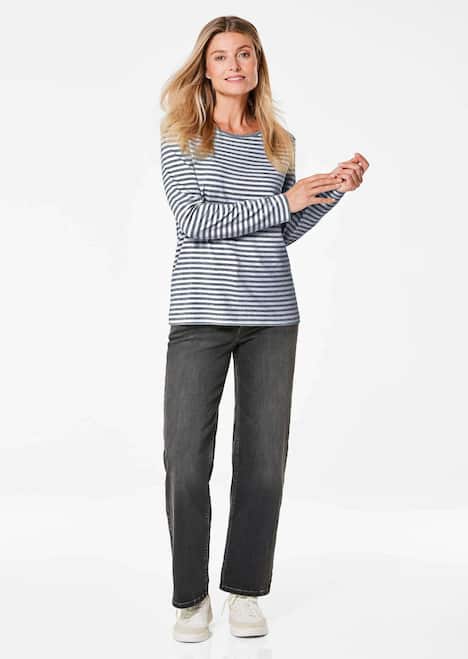 Ringelshirt mit U-Boot-Ausschnitt