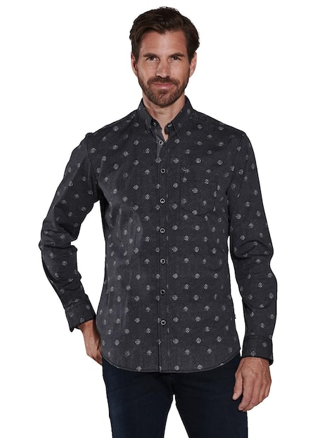 engbers Herren Langarm-Hemd gemustert , Anthrazit