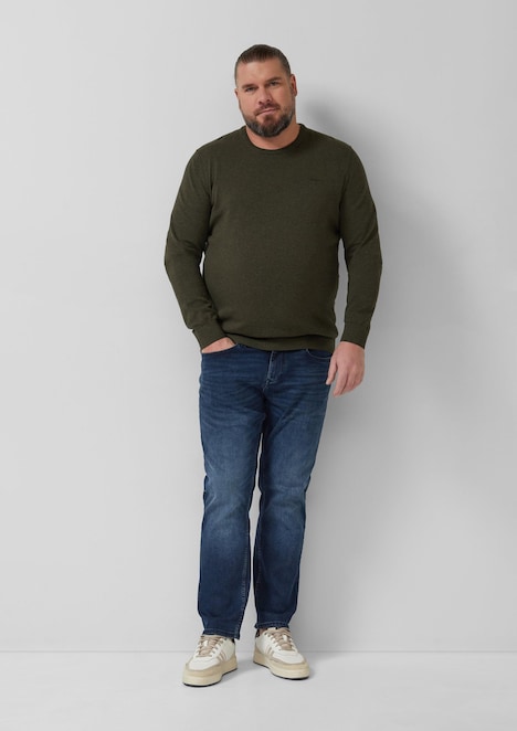 Baumwollpullover mit Logo-Stickerei