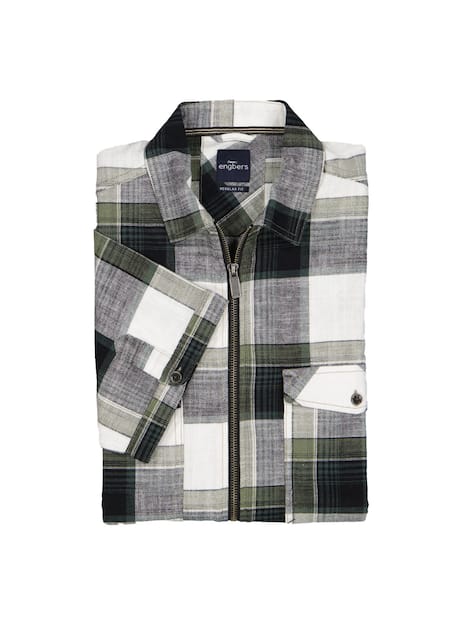 engbers Herren Kurzarm-Hemd kariert , Khaki