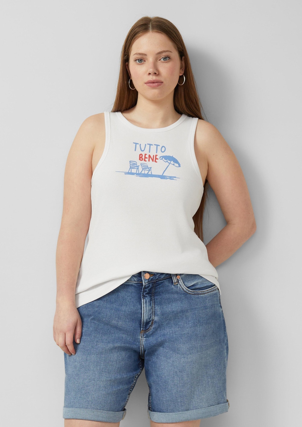 geripptes Tanktop mit Print