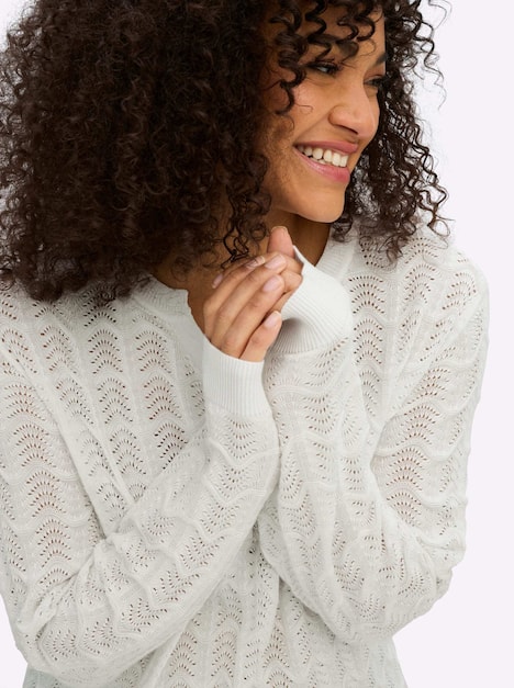 Pullover Langarm Ajour Ohne Kragen