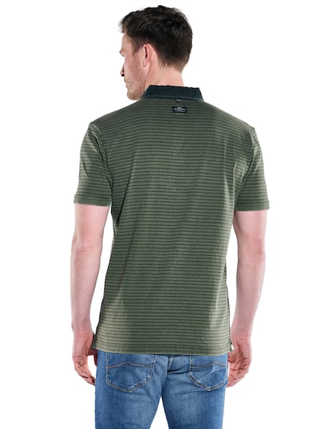 engbers Herren Polo-Shirt gestreift , Khaki