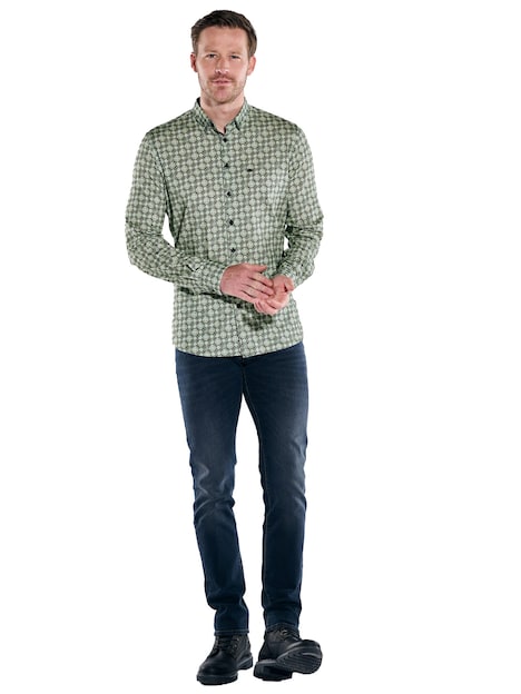 Herren Langarm-Hemd slim fit , Hellgruen