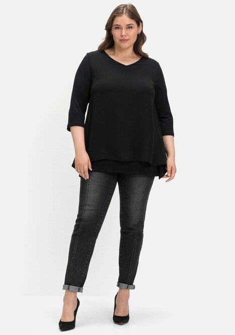 3/4-Arm-Shirt 3/4-Arm Uni Ohne Kragen