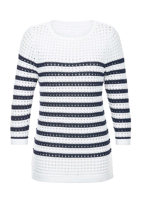 Ajourpullover mit Streifenmuster