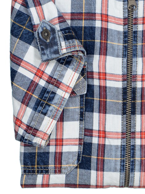 Herren Kurzarm-Hemd kariert , Rot