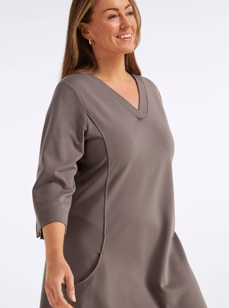 Kleid 3/4-Arm Ohne Kragen