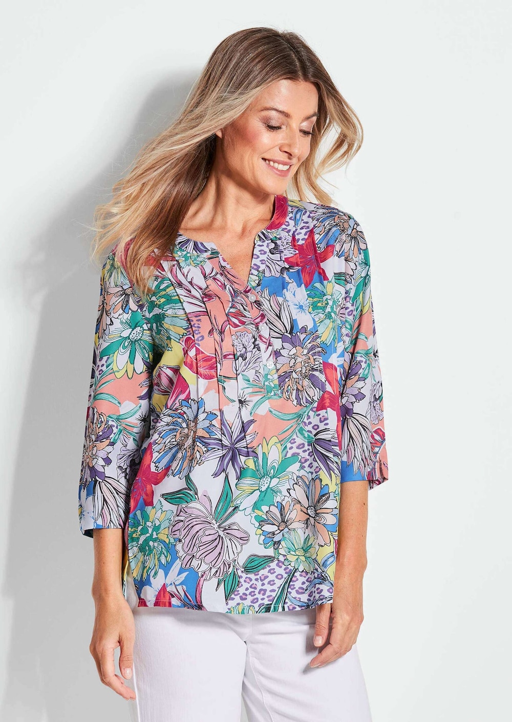 GOLDNER Blouse Kleurrijk gedessineerde blouse met mooie details