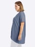 Halbarmshirt Longshirt mit gerundetem Saum Kurzarm