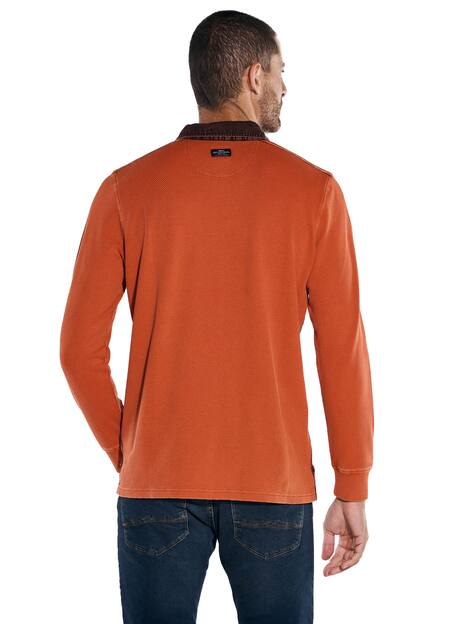 engbers Herren Langarm-Shirt mit Polo-Kragen , Orange
