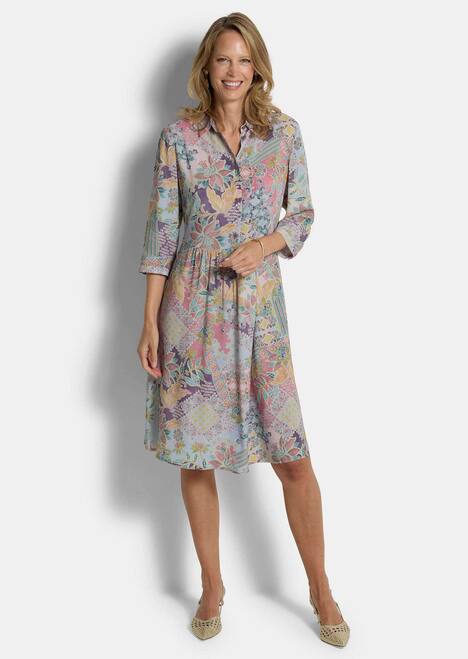 Elegantes Viskosekleid mit Patch-Muster