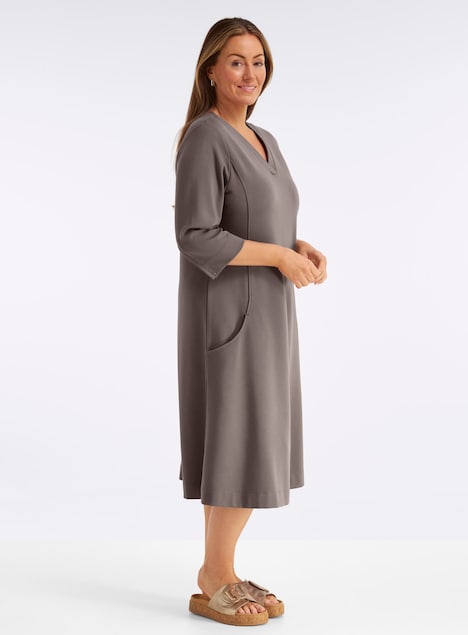 Kleid 3/4-Arm Ohne Kragen