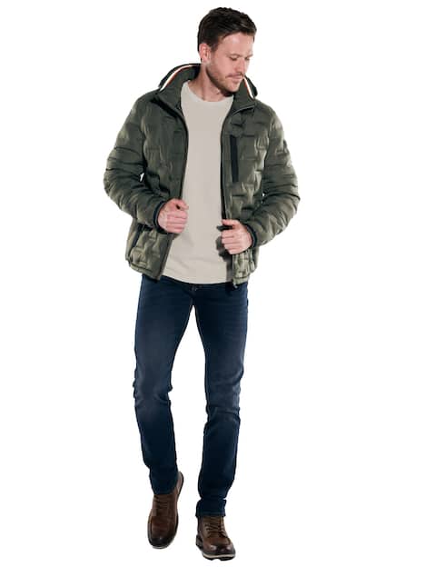 engbers Herren Steppjacke mit abnehmbarer Kapuze , Oliv