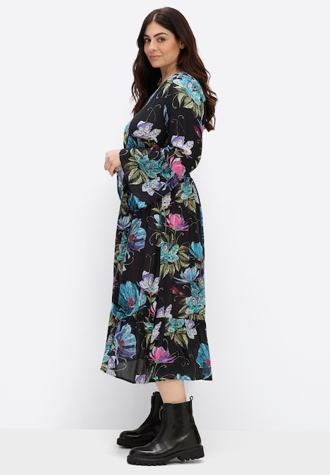 Maxikleid Maxikleid mit Blumendruck Langarm
