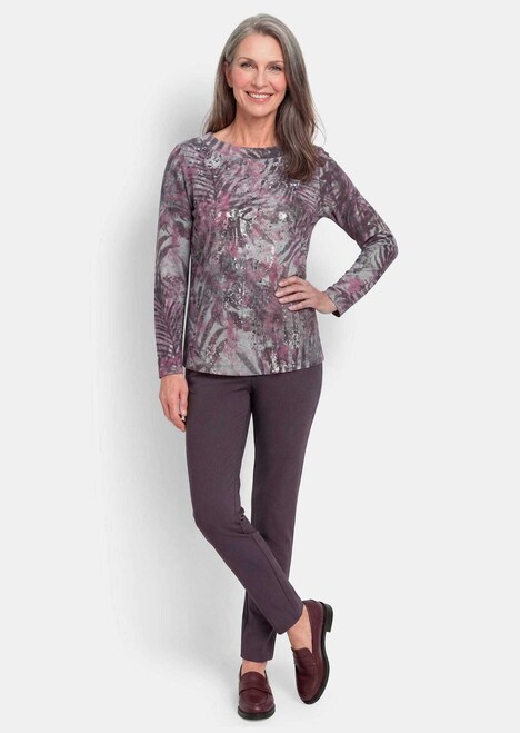 Shirt met lange mouwen en print, boothals