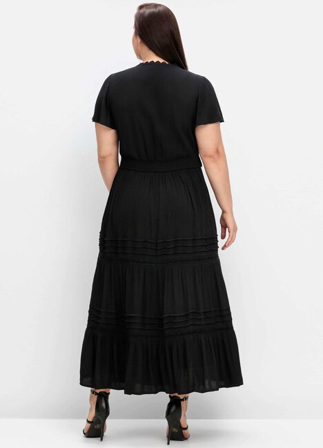 Maxikleid Kurzarm Uni Ohne Kragen