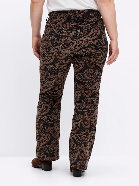 Hose Samthose mit Paisley-Print, in Bootcut-Form Elastische Einsätze