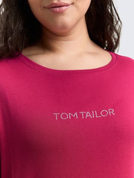 Slim Fit Langarmshirt mit Glitzer-Logo