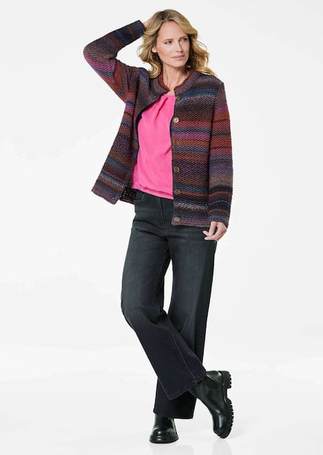 Multicolor Woll-Jacke mit Stehkragen