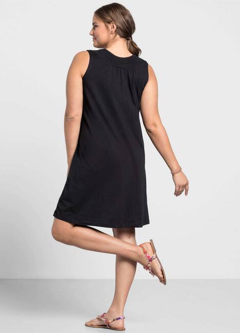 Jerseykleid Ärmellos Uni Ohne Kragen