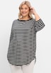 Longshirt 3/4-Arm Streifen Ohne Kragen
