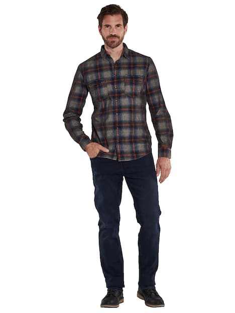 engbers Herren Langarm-Hemd kariert , Hellbraun