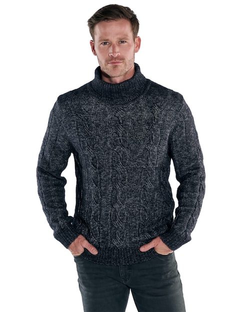 engbers Herren Rollragen-Pullover mit Zopfmuster , Saphirblau