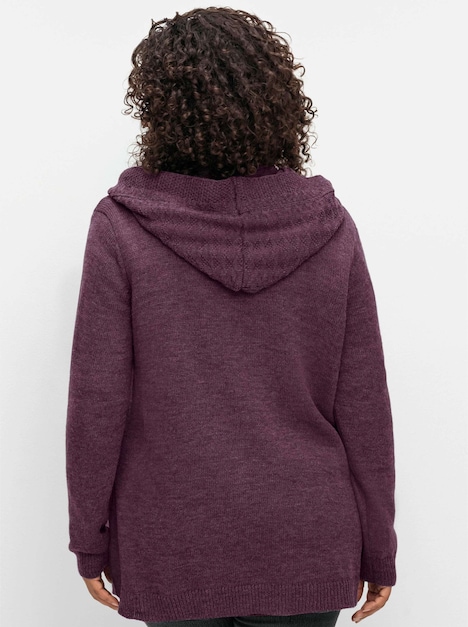 Cardigan Langarm Uni Mit Kapuze