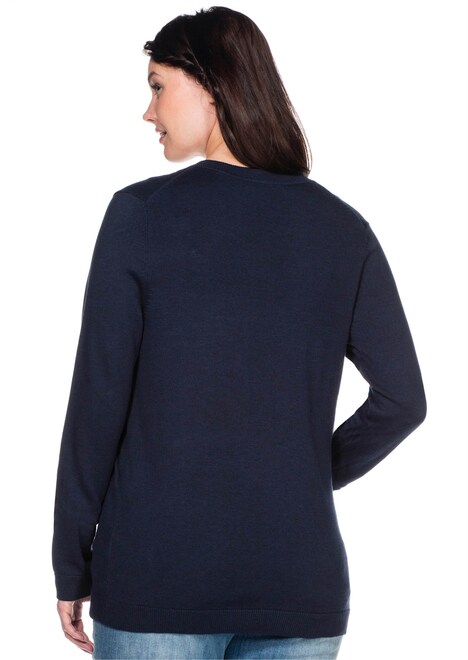 V-Ausschnitt-Pullover Langarm Uni