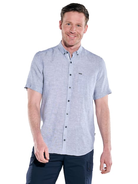 engbers Herren Kurzarm-Hemd aus Leinen , Indigoblau