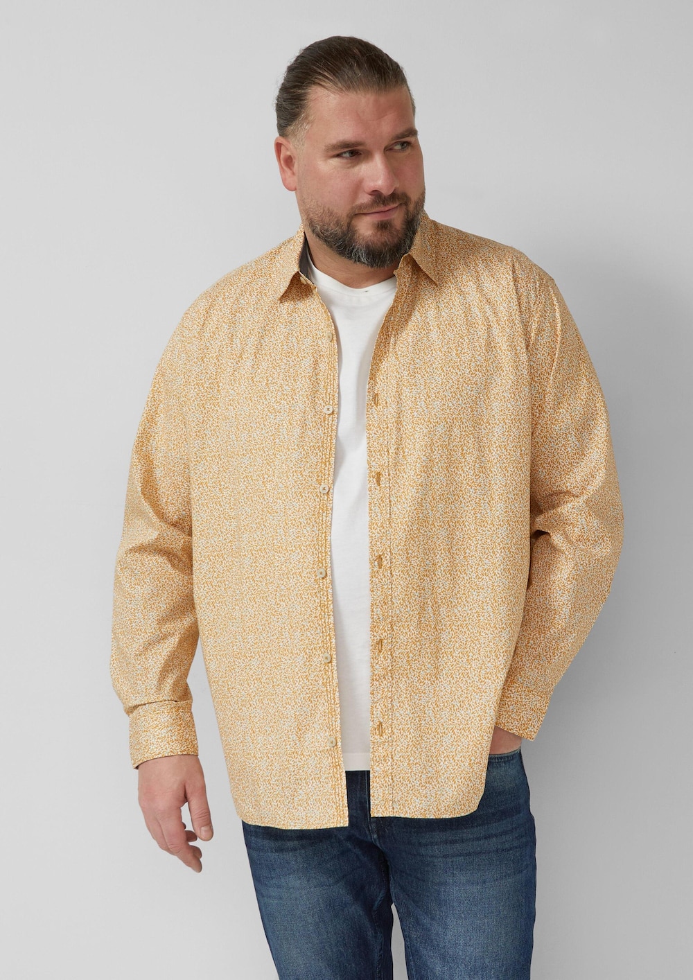 Hemd aus Baumwollstretch mit All-over-Print
