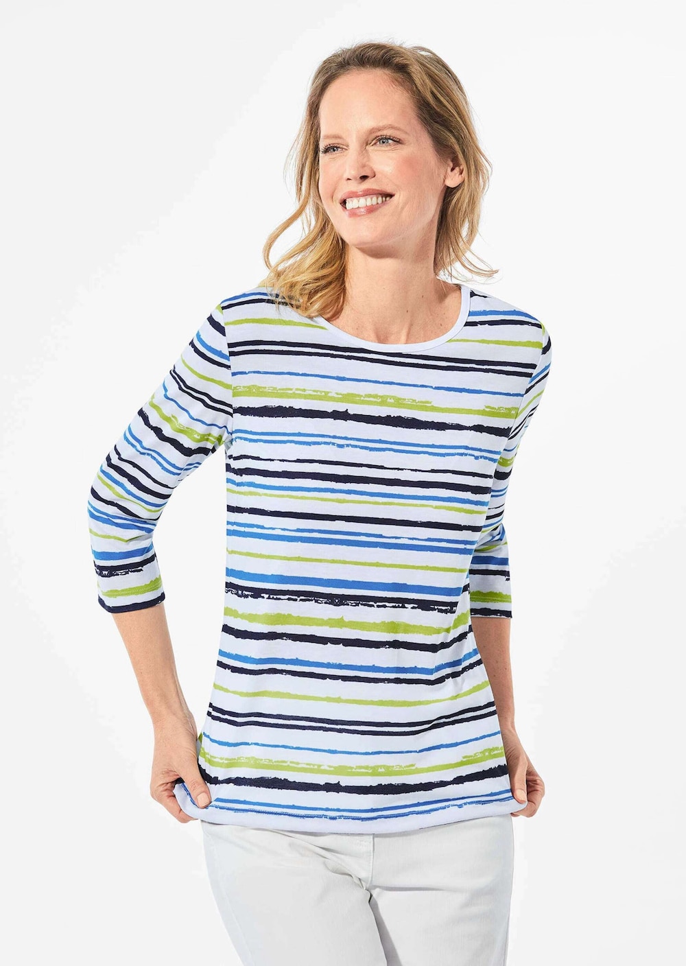 GOLDNER Shirt Onderhoudsarm shirt in streeplook