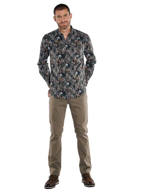 engbers Herren Langarm-Hemd gemustert , Oliv