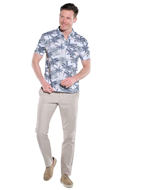 engbers Herren Polo-Shirt gemustert , Reinweiss