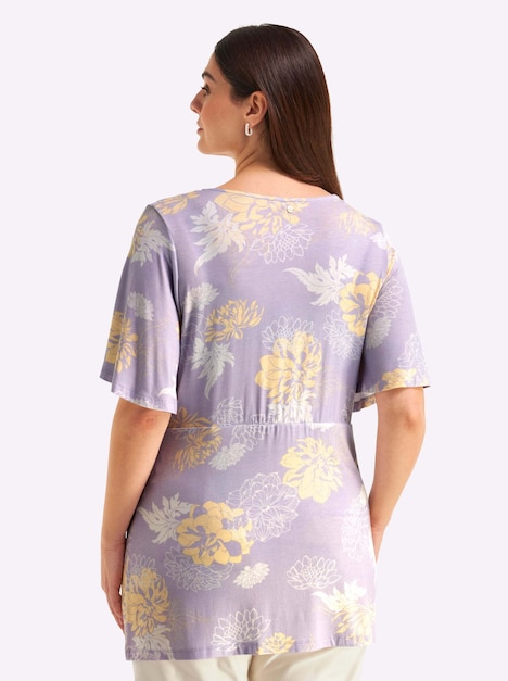 Halbarmshirt Shirt mit raffiniertem Knotendetail Kurzarm Ohne Kragen